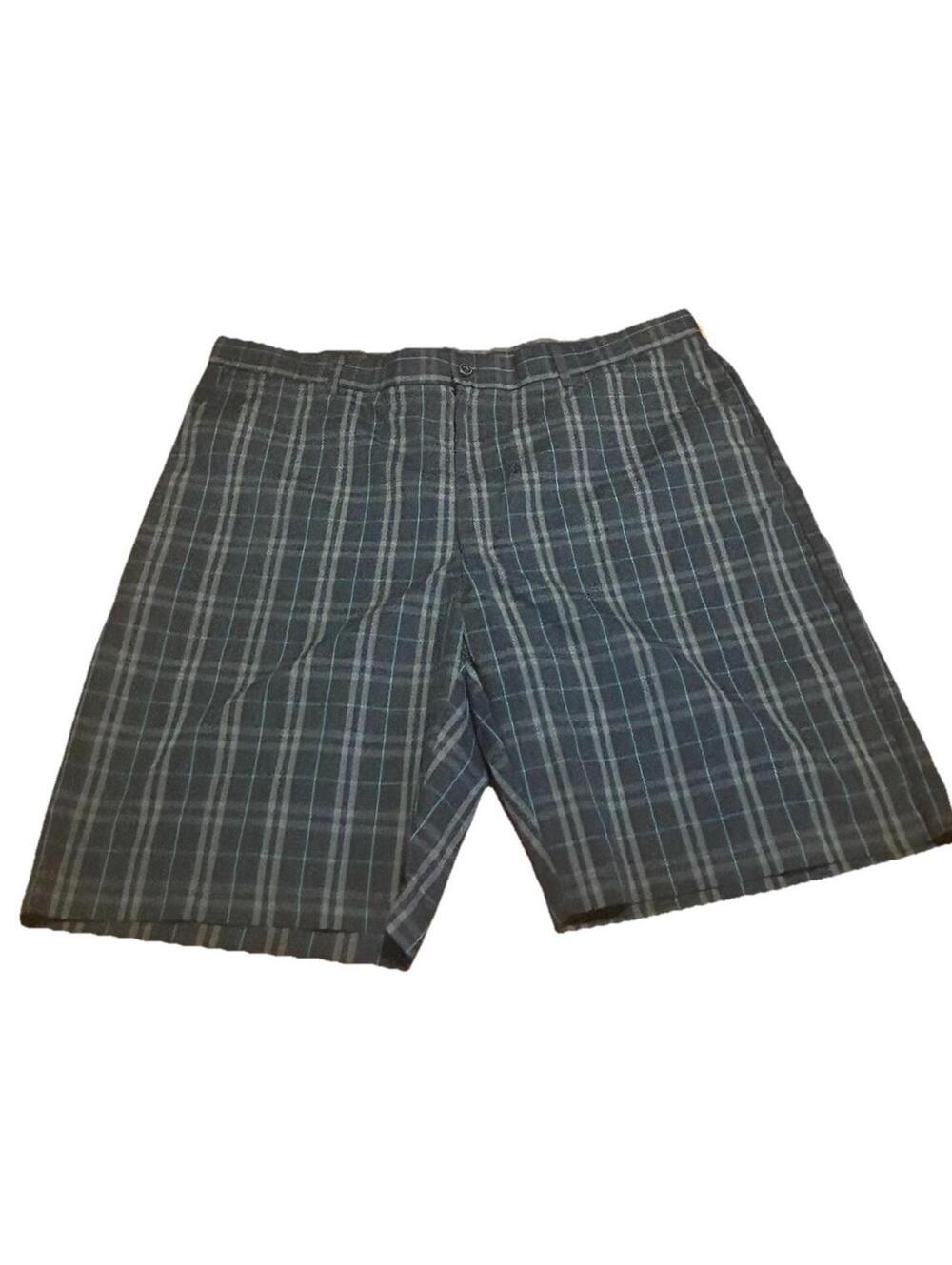 Ben Hogan Golf Shorts Mens 40 Plaid Performance Blue Black Flat Front Casual